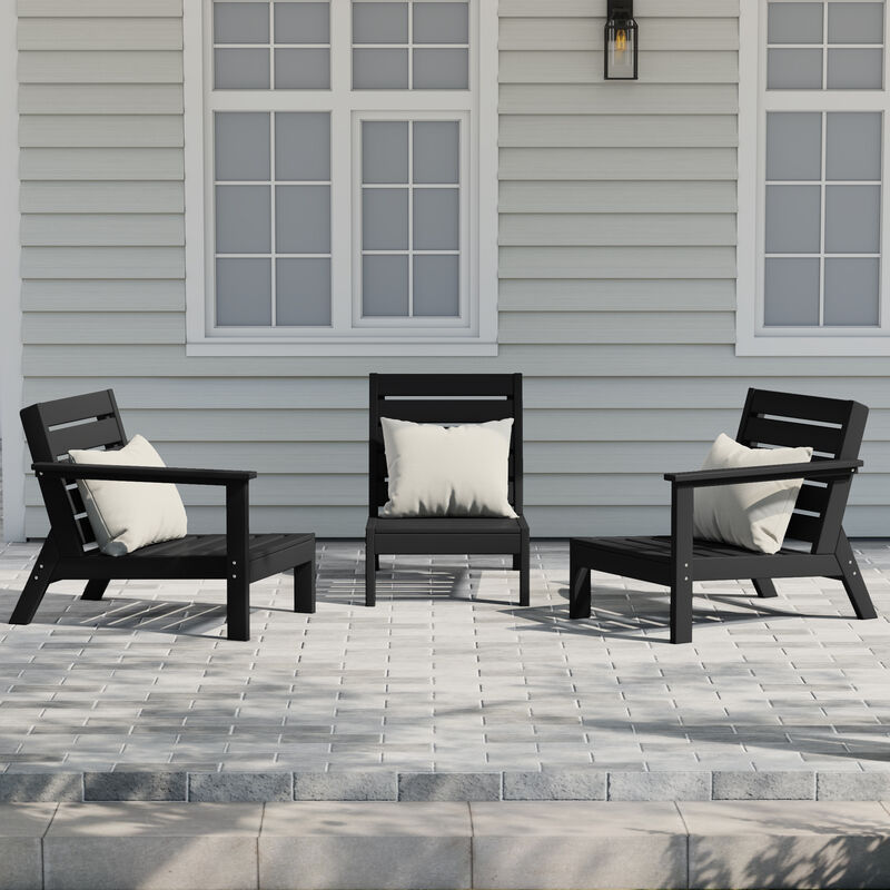 WestinTrends Outdoor Patio 3-Piece HDPE Deep Seating Sectional Sofa