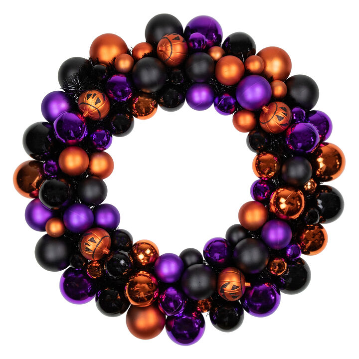 Jack-O-Lantern Shatterproof Ball Ornament Halloween Wreath - 24-Inch  Unlit