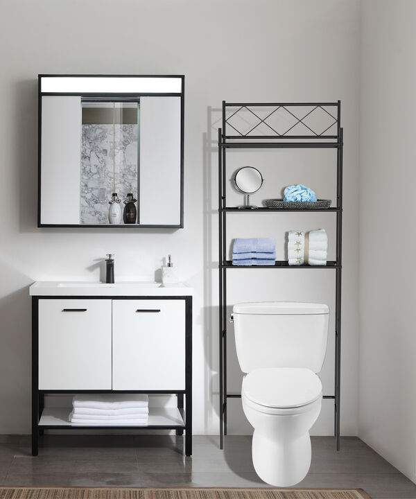 J&V TEXTILES 3-Shelf Metal Bathroom Organizer Over The Toilet, Bathroom Space Saver
