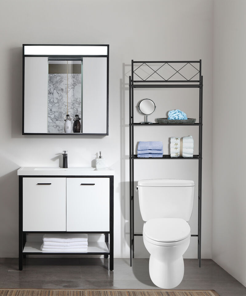 J&V TEXTILES 3-Shelf Metal Bathroom Organizer Over The Toilet, Bathroom Space Saver