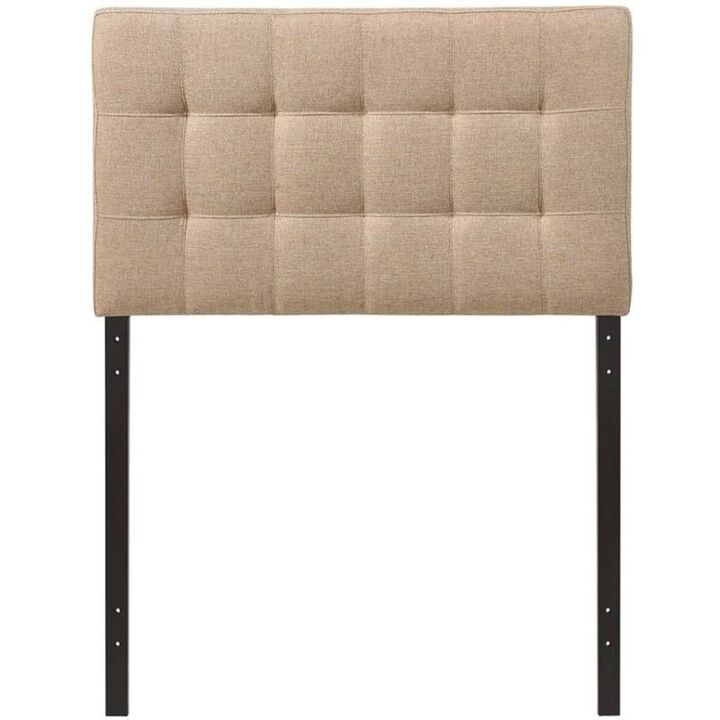 QuikFurn Twin size Modern Beige Tan Taupe Fabric Tufted Upholstered Headboard