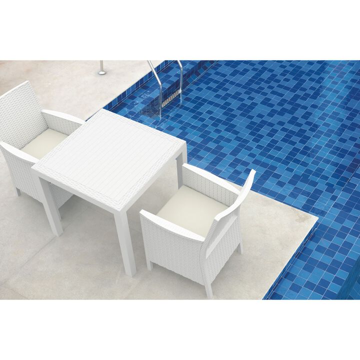 31.5" Coffee Brown Wickerlook Square Patio Dining Table