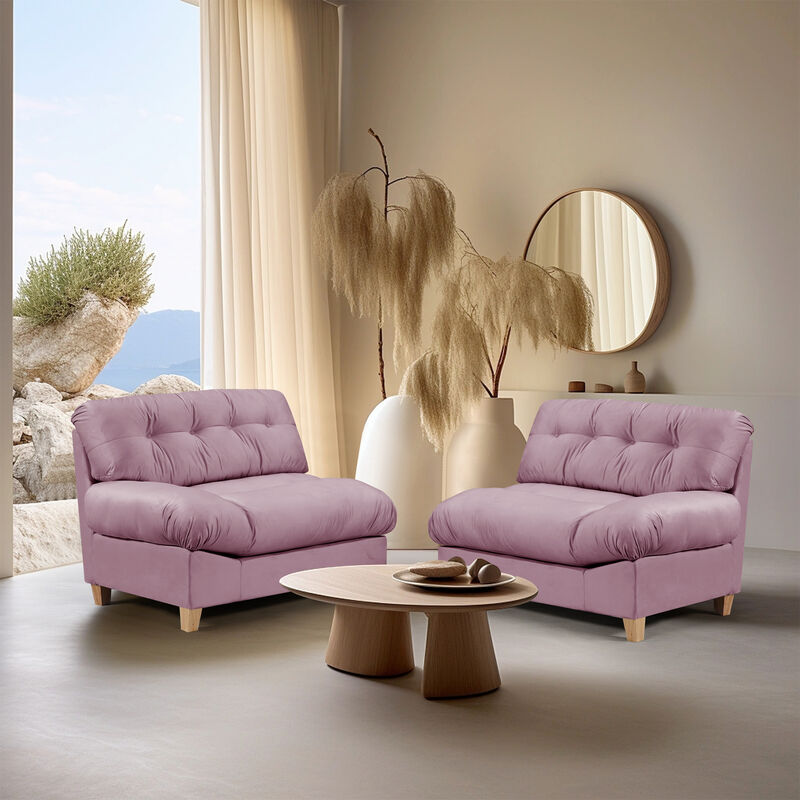 90.5 "Cloud separation sofa, Love Seat sofa , with 2 pillows, frosted velvet minimalist sofa，uitable for living room, apartment, bedroom, office, pink