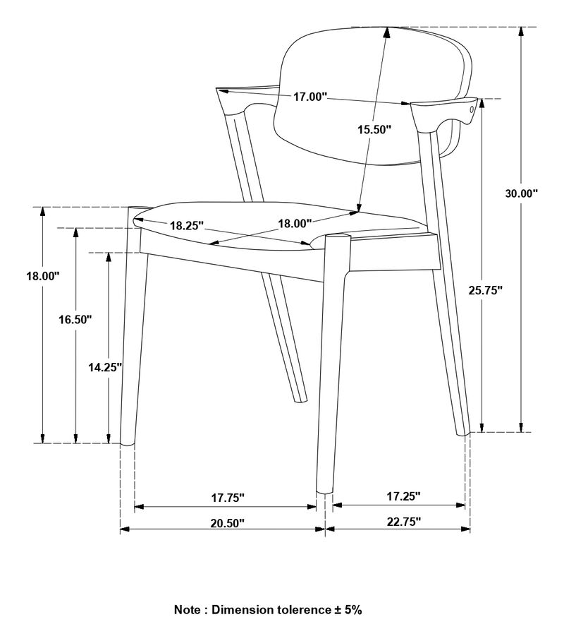 Stevie Upholstered Demi Arm Dining Side Chairs Brown Grey and Black (Set of 2)