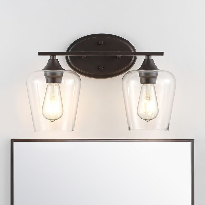 Jayne Iron/Glass Cottage Rustic LED Vanity Light