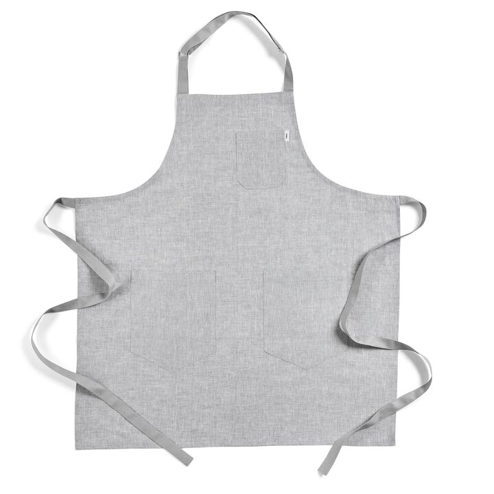 Solino Home 100% Pure Linen Bib Apron 33 x 30 Inch