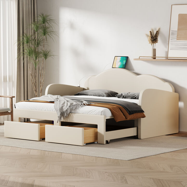 Merax Velvet Upholstered Daybed  with Trundle