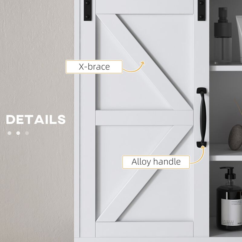 White Wall-Mount Medicine Cabinet: Space-Saving, Sliding Door