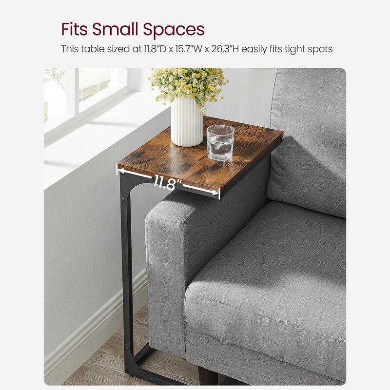 Sofa Side Table with C-Shaped Metal Frame Design