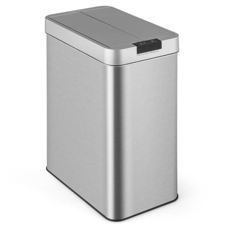Hivvago 13.2 Gal Slim Kitchen Trash Can with Wing Lids and Stainless Steel Frame