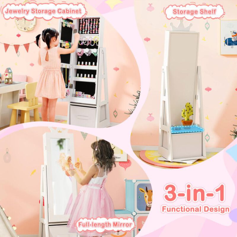 Hivvago Kids Jewelry Armoire Cabinet with Large Storage Capacity and Swivel Base