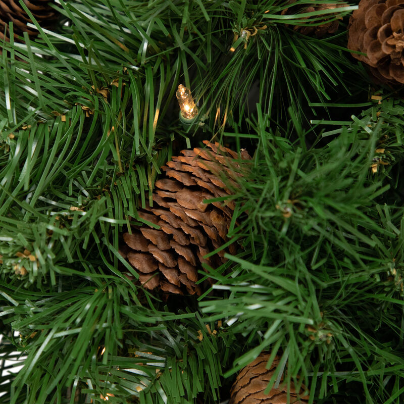 30" Pre-Lit Dakota Red Pine Artificial Christmas Teardrop Swag  Clear Dura Lights