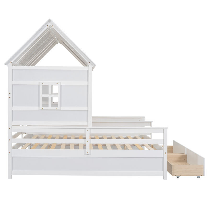 Merax House Platform Beds with Two Drawers