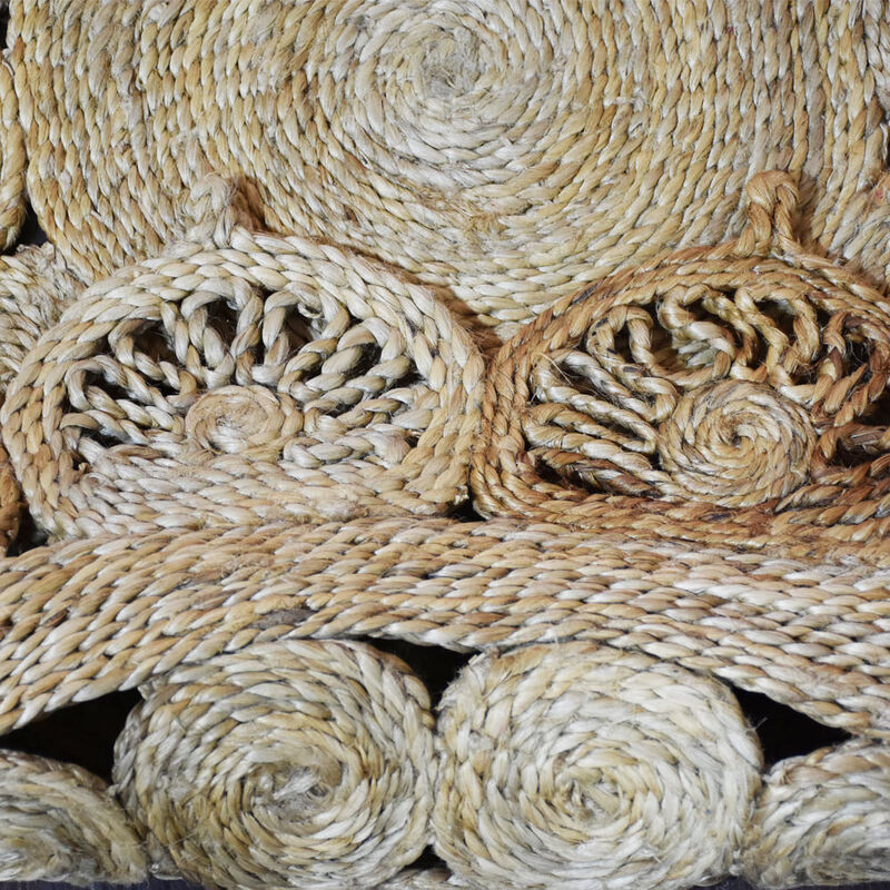 HAND WOVEN JUTE ECO-FRIENDLY Oriental AREA RUGS  - 6'7''x6'7'', Round Shape, Beige Color, Oriental, High Pile, Natural Fiber, Outdoor Indoor Handmade Area Rugs for Living Room, Bed Room (J00004)