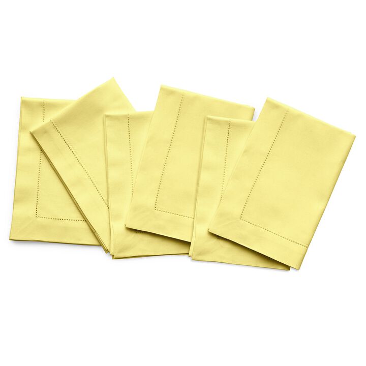 Solino Home Cotton Linen Hemstitch Dinner Napkins 20 x 20 Inch Set of 6