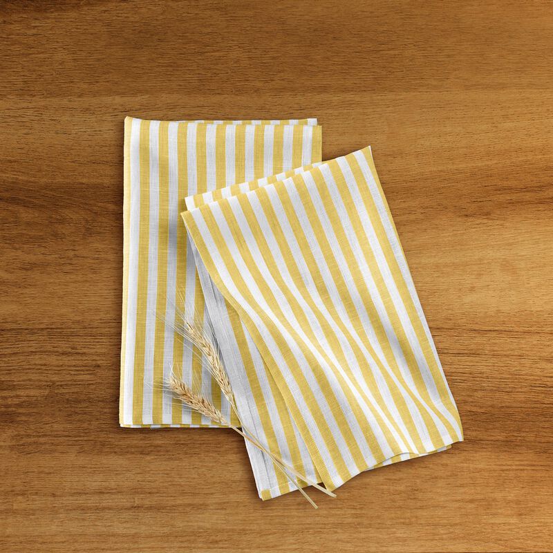Solino Home 100% Pure Linen Kitchen Towels Set of 2 - 17 x 26 Inch | Amalfi Stripe
