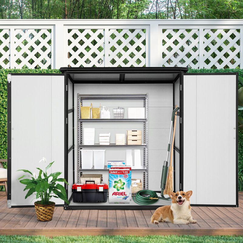 MONDAWE 5x3FT Outdoor Storage Shed Waterproof Resin Cabinet with Lockable Doors for Bikes and Patio Furniture