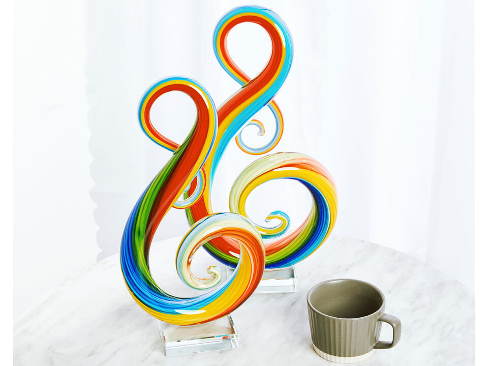 Hand Blown Treble Sommerso Art Glass Sculpture
