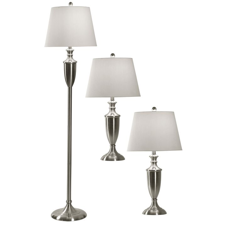 Brushed Steel 2Table 1Floor Lamp