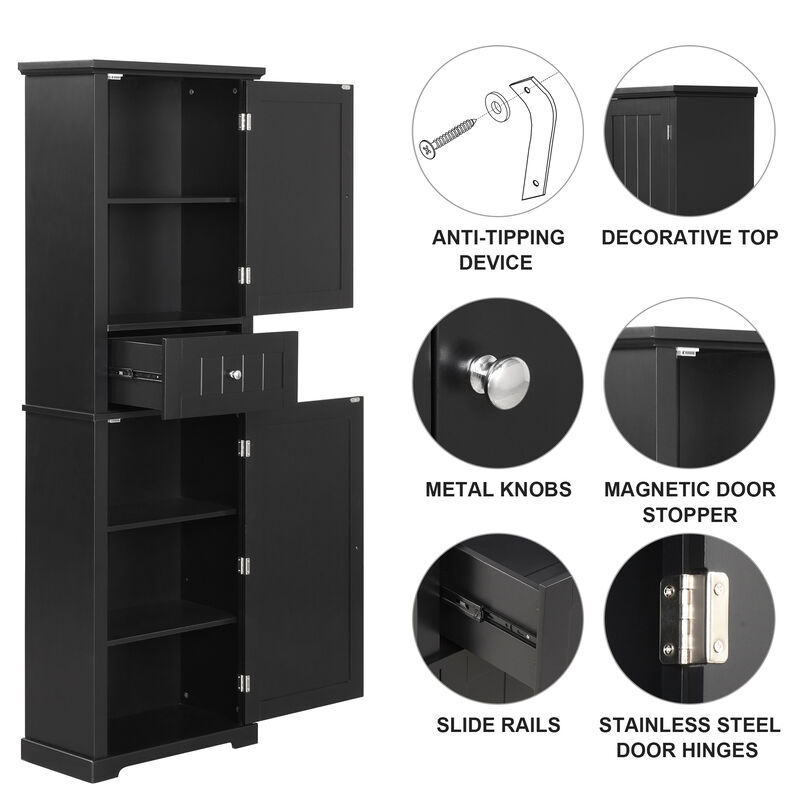 Merax Painted Finish Freestanding Bathroom Storage Cabinet