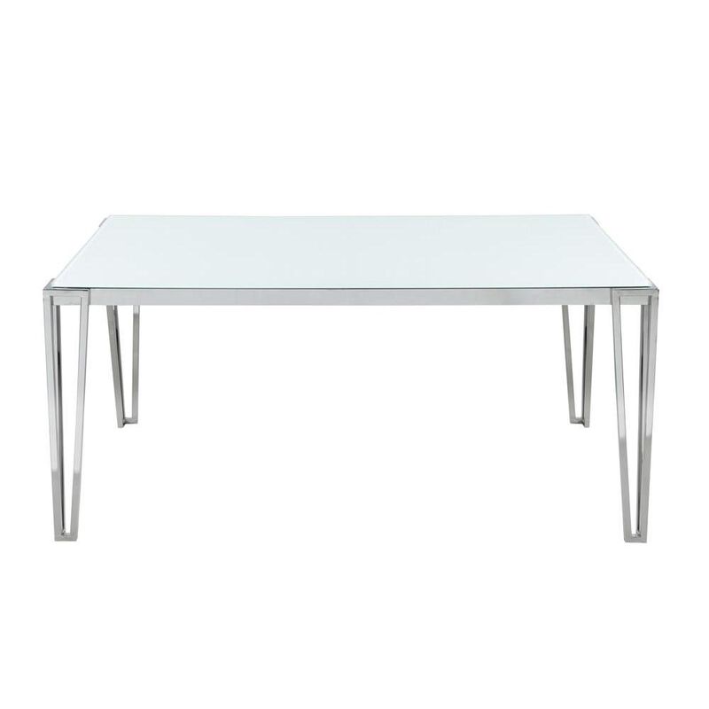Pauline Rectangular Dining Table with Metal Leg White and Chrome