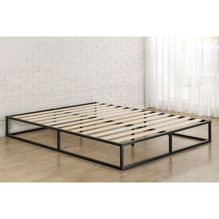 Hivvago King size Modern 10 inch Low Profile Metal Platform Bed Frame with Wood Slats
