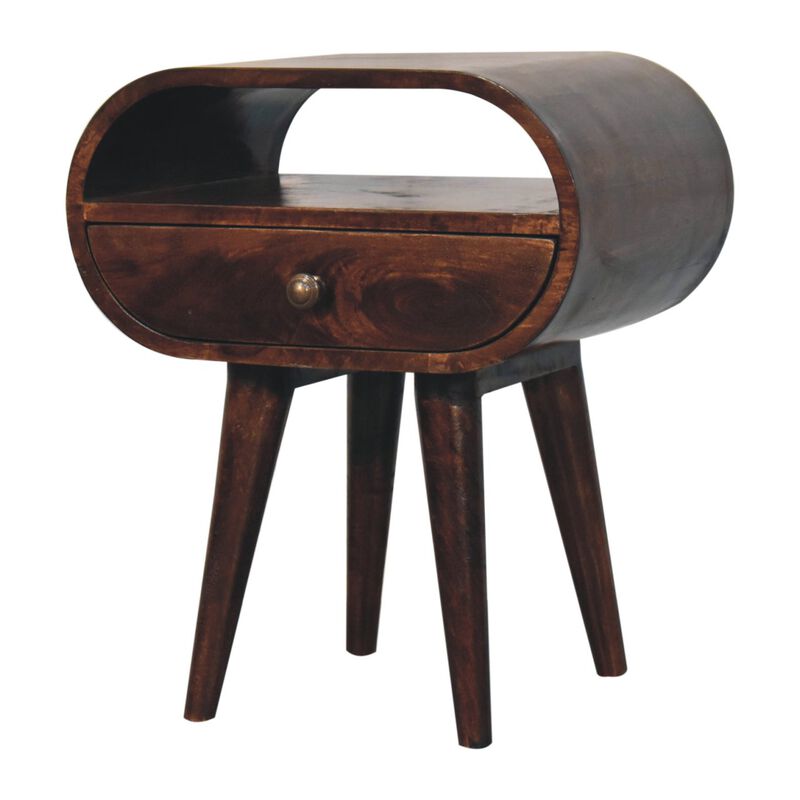 Artisan Furniture Solid Wood California Walnut Circular Bedside with Open Slot