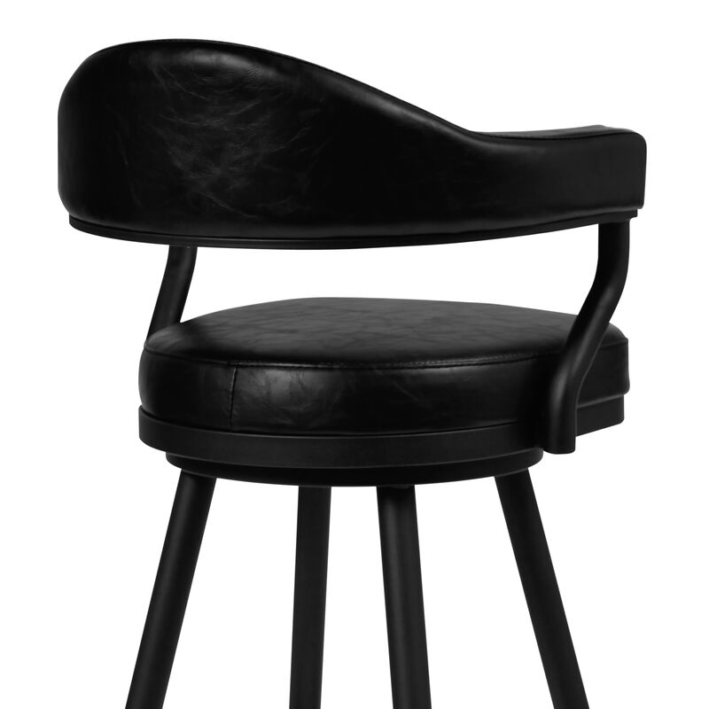 Vegan Faux Leather Counter Stool, Metal Legs- Benzara
