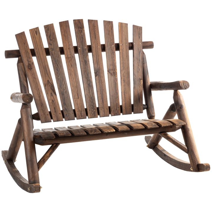 Black Rustic Rocker: Wooden Adirondack Chair for Outdoor Use