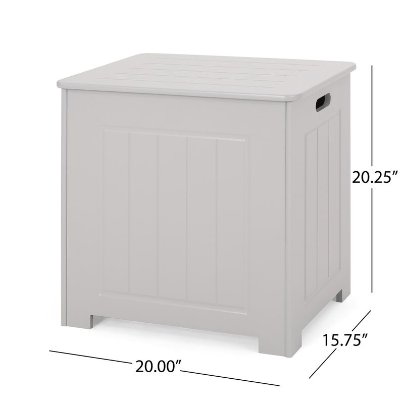 Tomo Laundry Hamper Bathroom Cabinet, Flip Top Storage, Gray - Benzara