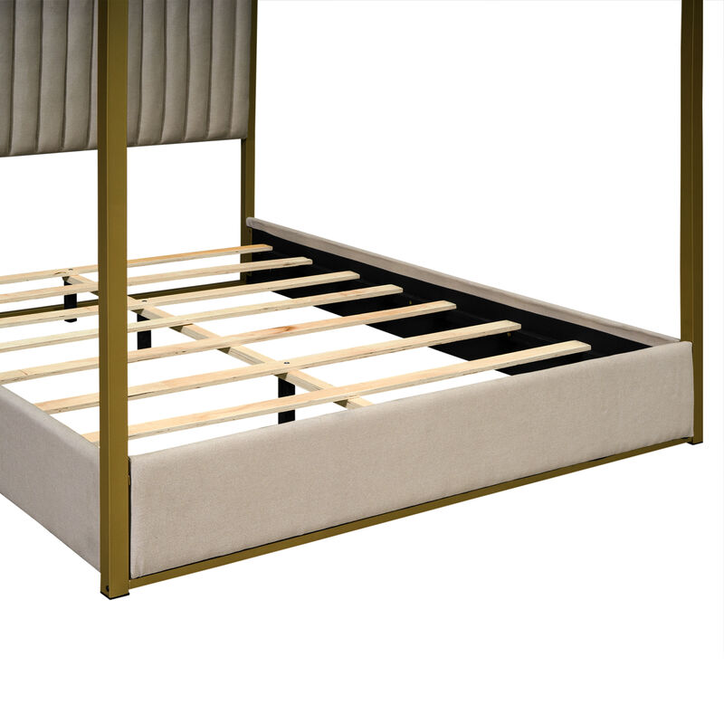 Merax Upholstery Canopy Platform Bed