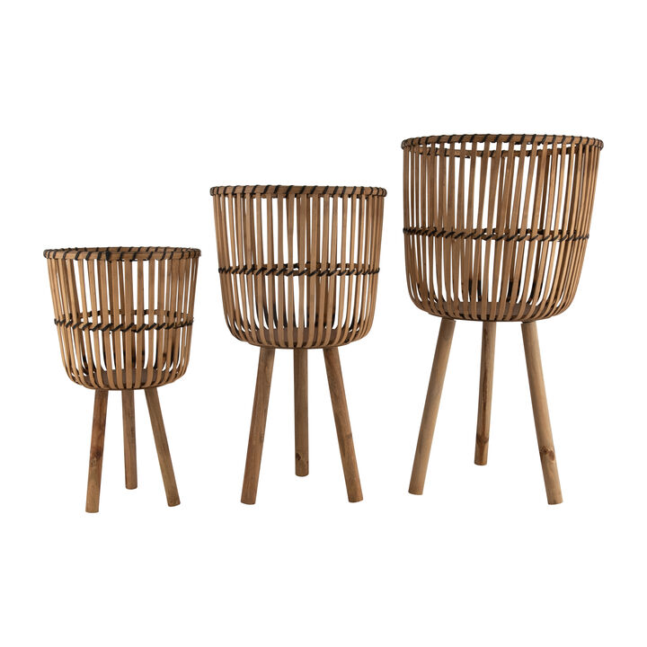 Bamboo Footed Planters, Natrl