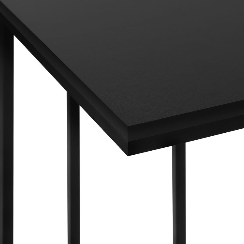 Monarch Specialties I 3467 Accent Table, C-shaped, End, Side, Snack, Living Room, Bedroom, Metal, Laminate, Black, Contemporary, Modern