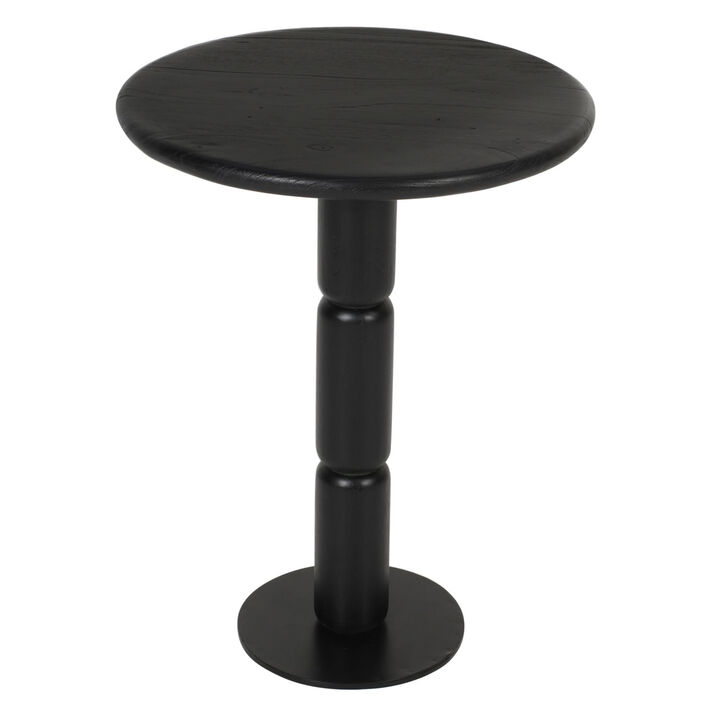 24 Inch Side End Table, Round Top with Turned Pedestal Base