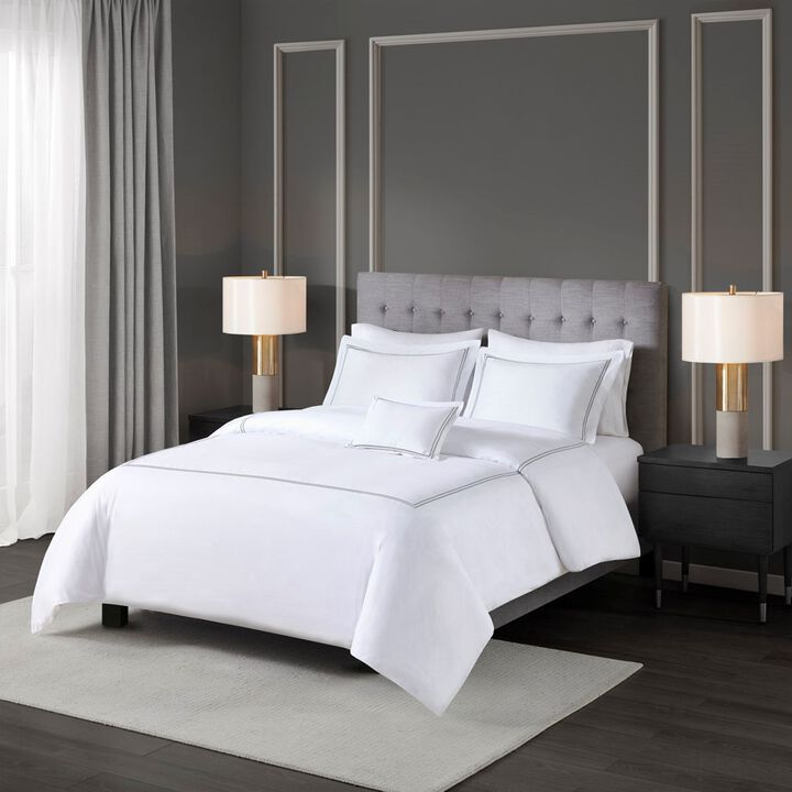 Gracie Mills Mooney 500 Thread Count Embroidered Cotton Sateen Duvet Cover Set