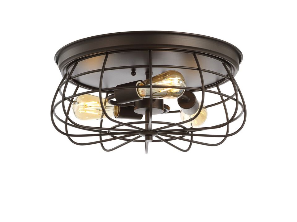 Calvia 3-Light Farmhouse Metal Cage Flush Mount
