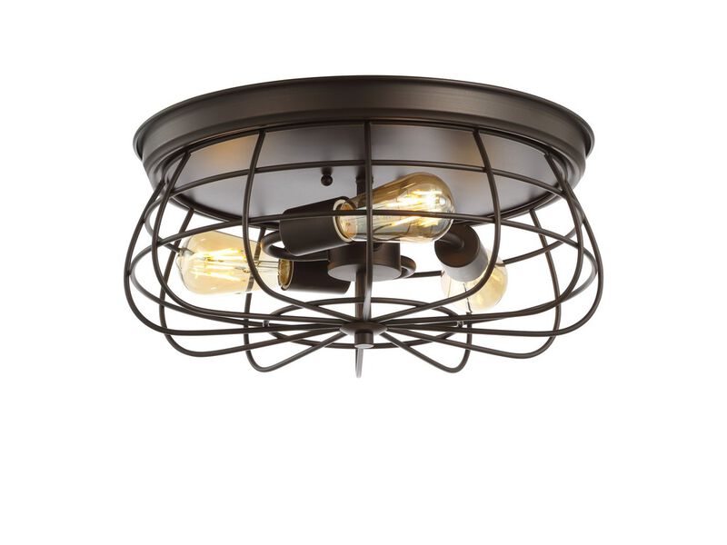 Calvia 3-Light Farmhouse Metal Cage Flush Mount