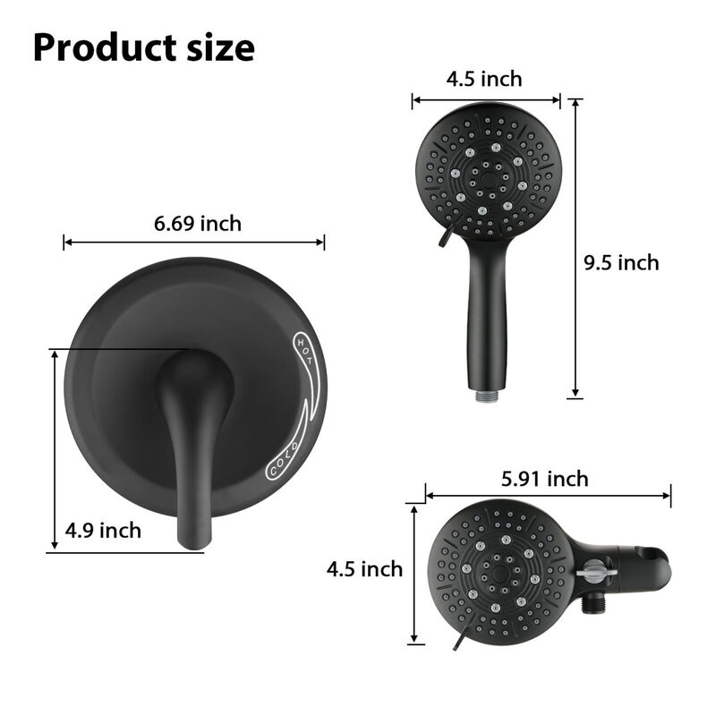 7 Function Rain Shower Head with Handheld - Valve Included