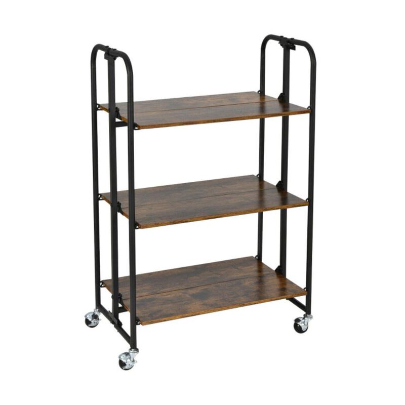 Hivvago Foldable Rolling Cart with Storage Shelves for Kitchen