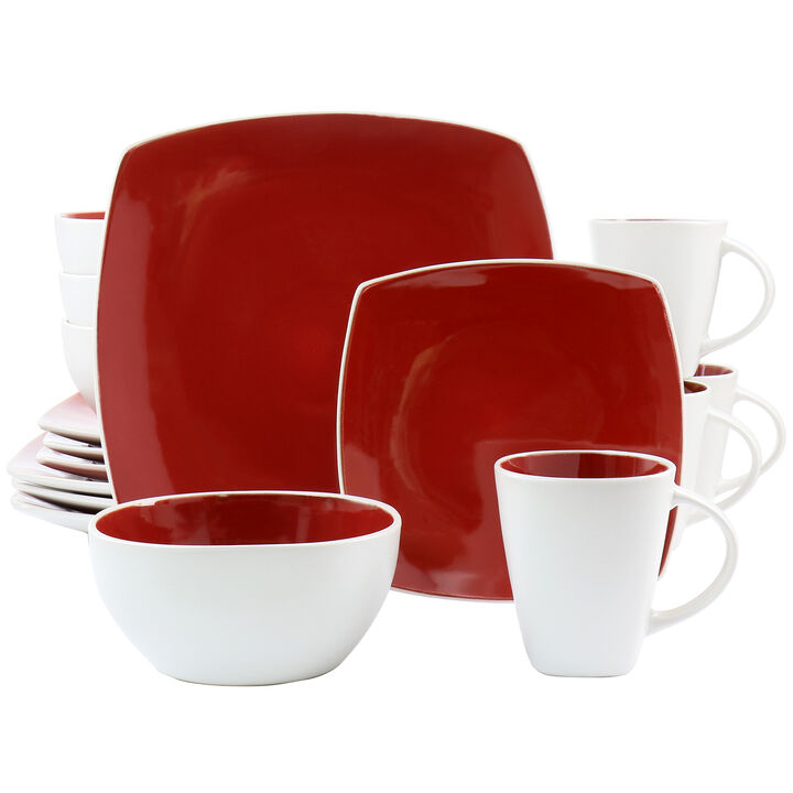 Gibson Elite Soho Lounge 16 Piece Stoneware Dinnerware Set in Red Gibson Elite Soho Lounge 16 Piece Stoneware Dinnerware Set in Red