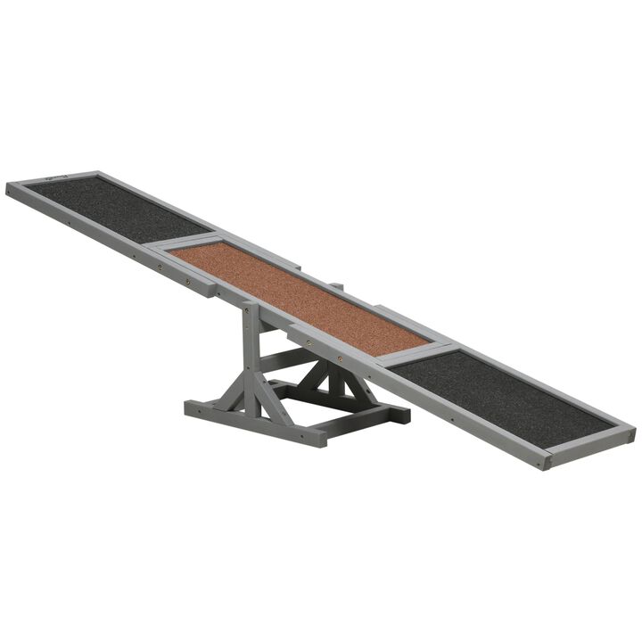 Gray Dog Training Tool: 71" Wooden Seesaw for Agility Exercise