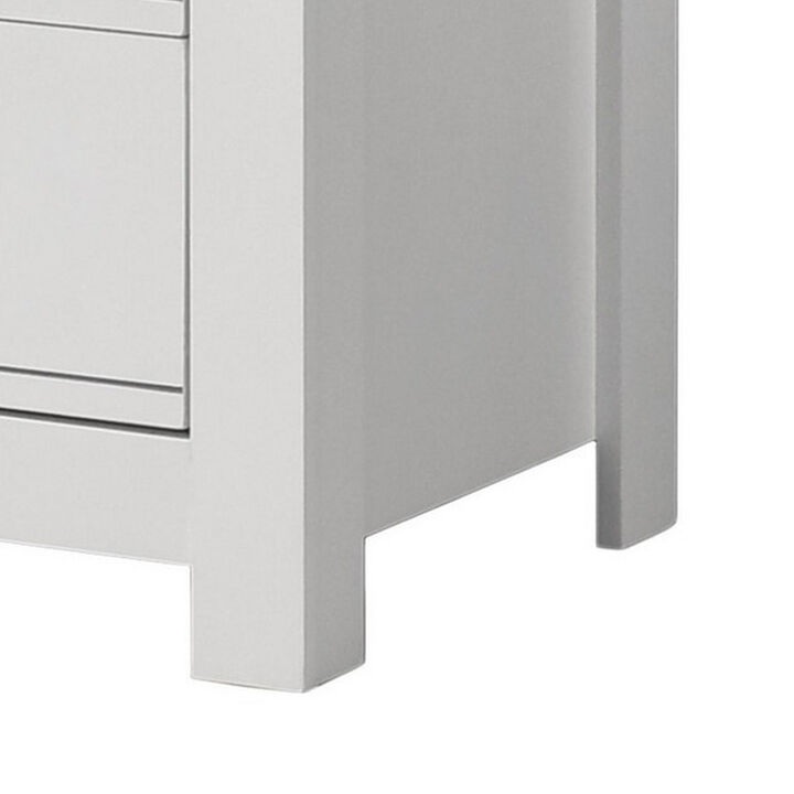 Jermy 47 Inch Tall Dresser, 5 Drawers, Black Handles, Crisp White Finish - Benzara