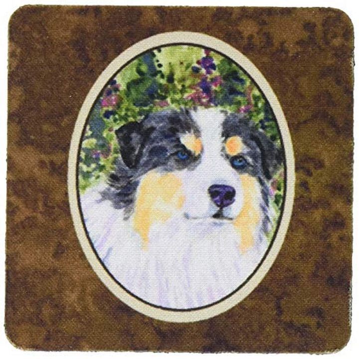 Caroline's Treasures SS8821FC Australian Shepherd Foam Coasters (Set of 4), 3.5 H x 3.5 W, Multicolor