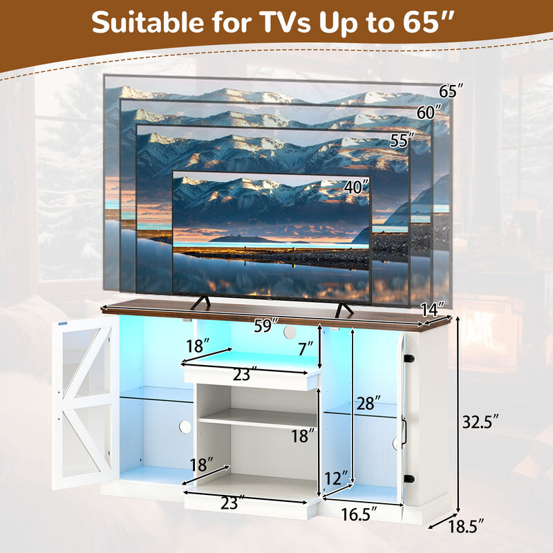 Media Console Table with 3-Level Shelves and 22 Dynamic LED Light Modes for Modern Entertainment Spaces