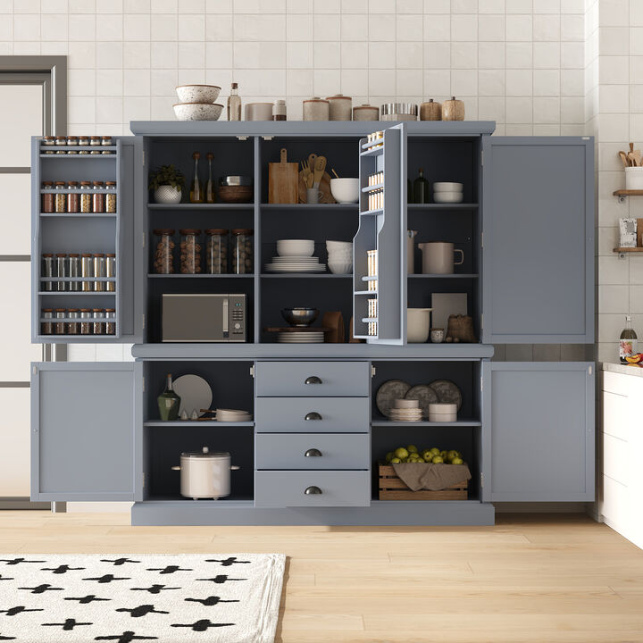 Merax Freestanding Wooden Kitchen Pantry Organizers Storage Cabinet
