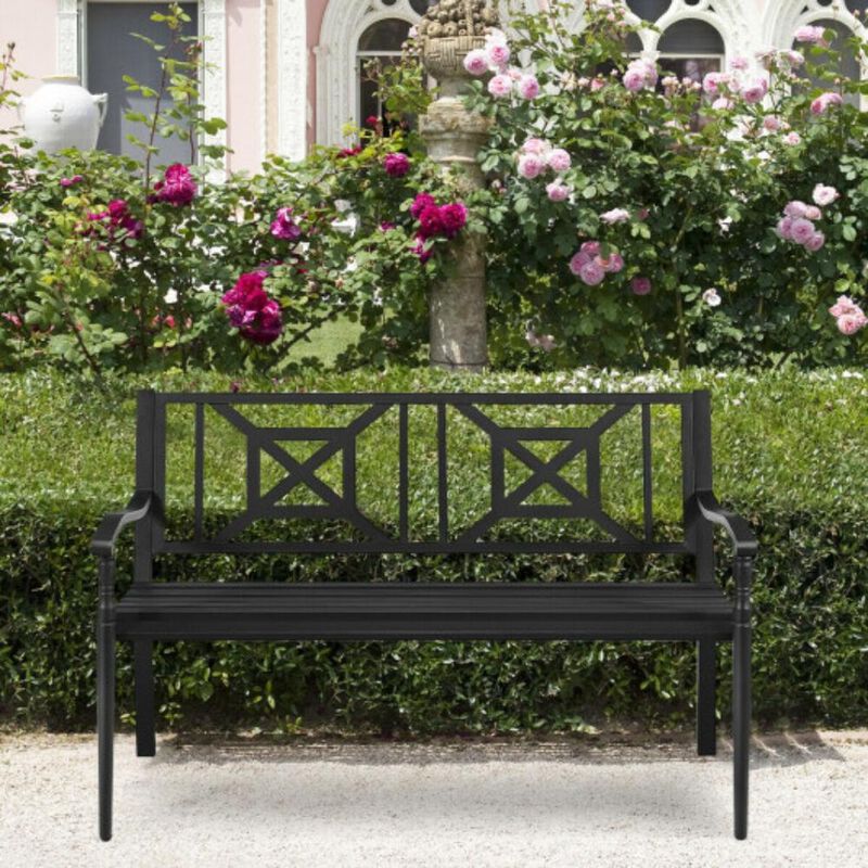 Hivvago Patio Garden Bench with Powder Coated Steel Frame