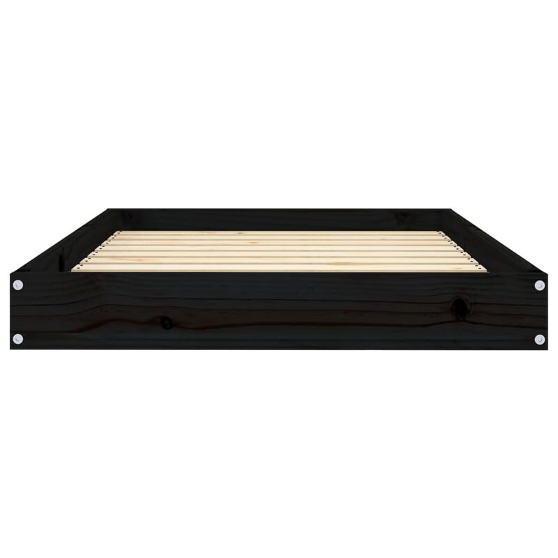 Dog Bed Black 36"x25.2"x3.5" Solid Wood Pine