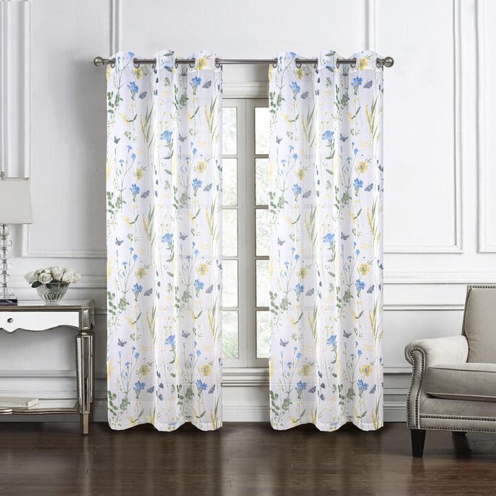 RT Designers Collection Kelce Doily Grommet Light Filtering Window Curtains for Bedroom 54" x 90" Blue