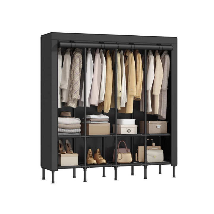Spacious Wardrobe Closet with Hanging Rails for Organized Clothing Storage