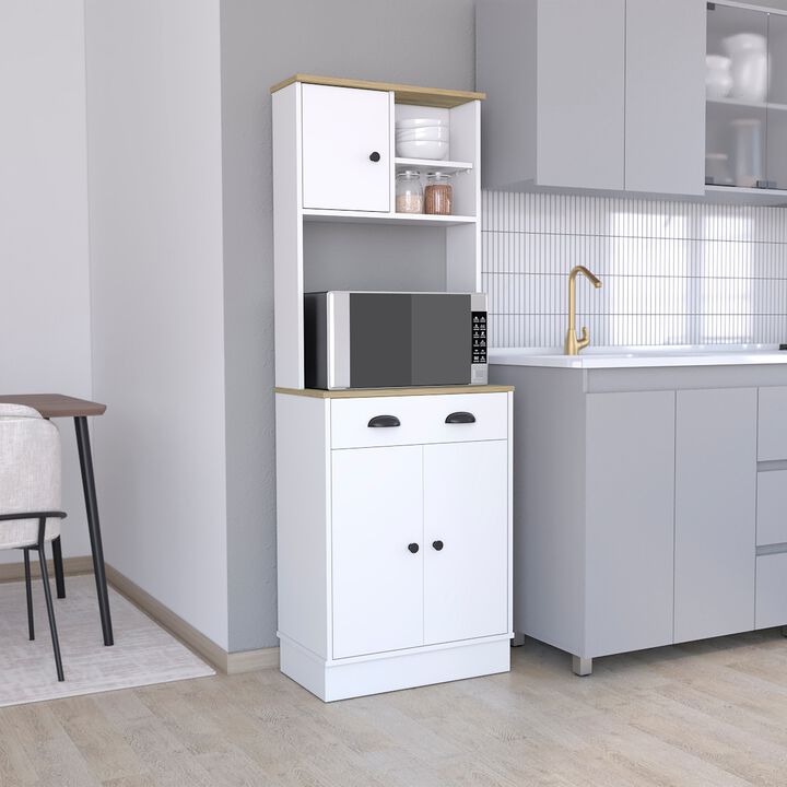 Albany Kitchen & Dining room Pantry with 3-Doors Cabinet and Drawer -White / Macadamia